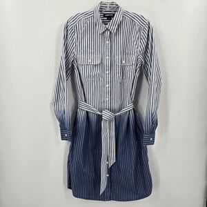 Lands End Dress Women's size Small  6/8 Striped Blue Ombre Pockets
